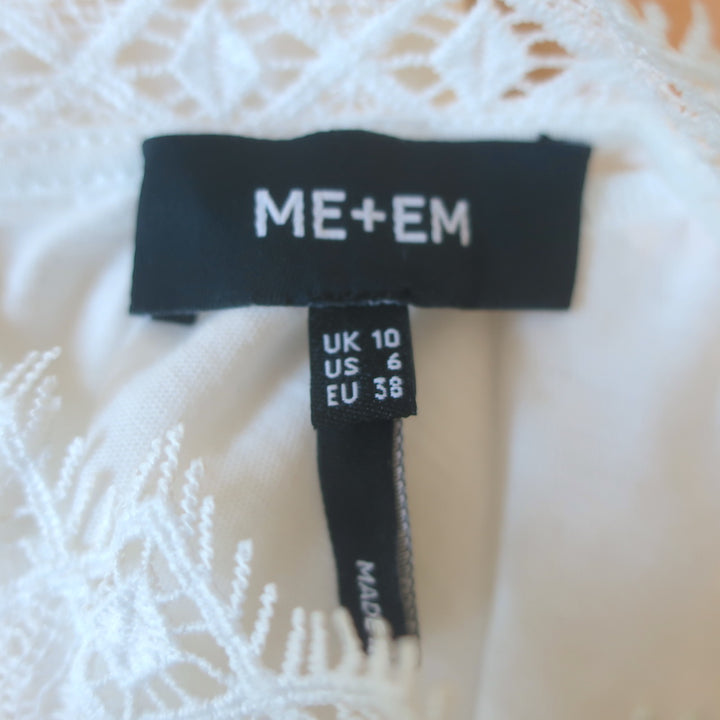 ME+EM Lace-Trim Layering Tank Top White Cotton Size US 6