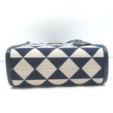 Prada Symbole Mini Tote Baltic Blue/White Embroidered Jacquard Crossbody Bag NEW