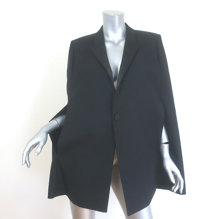 Saint Laurent Tuxedo Cape Jacket Black Satin-Trimmed Wool Size 40