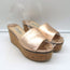 Jimmy Choo DeeDee Cork Platform Wedge Sandals Rose Gold Metallic Leather Size 38