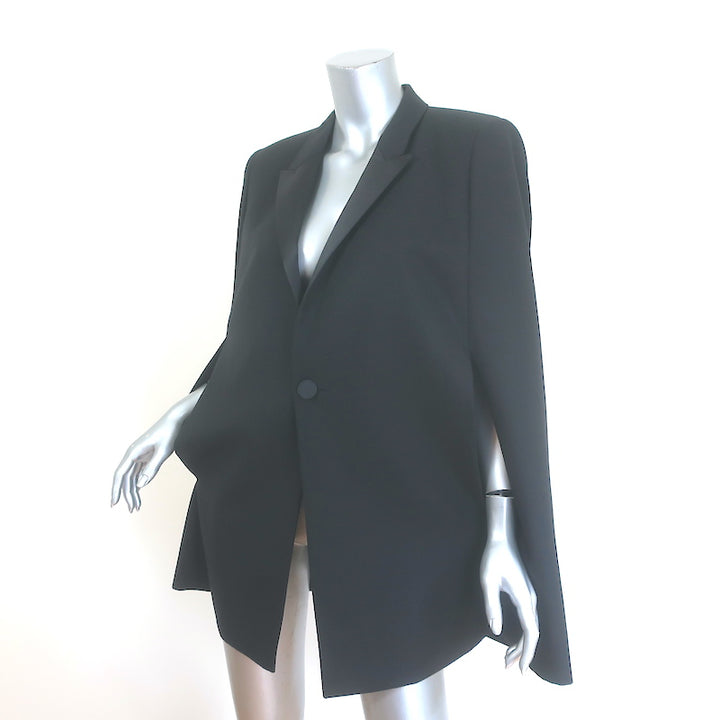 Saint Laurent Tuxedo Cape Jacket Black Satin-Trimmed Wool Size 40