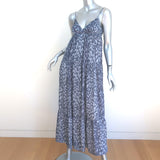 L'Agence Tiered Maxi Wrap Dress Blue Leopard Print Size 2