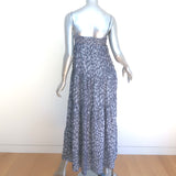 L'Agence Tiered Maxi Wrap Dress Blue Leopard Print Size 2