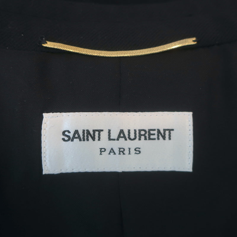 Saint Laurent Tuxedo Cape Jacket Black Satin-Trimmed Wool Size 40