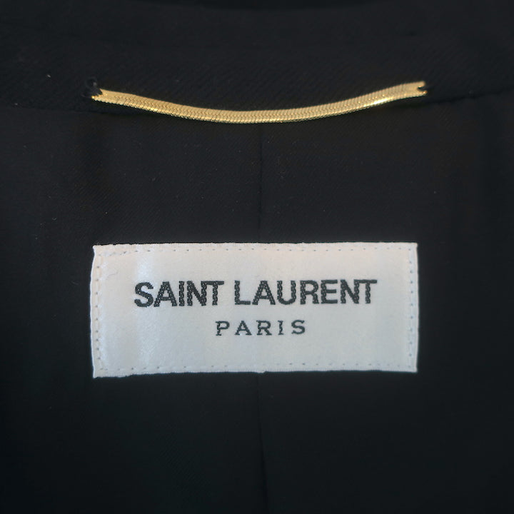Saint Laurent Tuxedo Cape Jacket Black Satin-Trimmed Wool Size 40