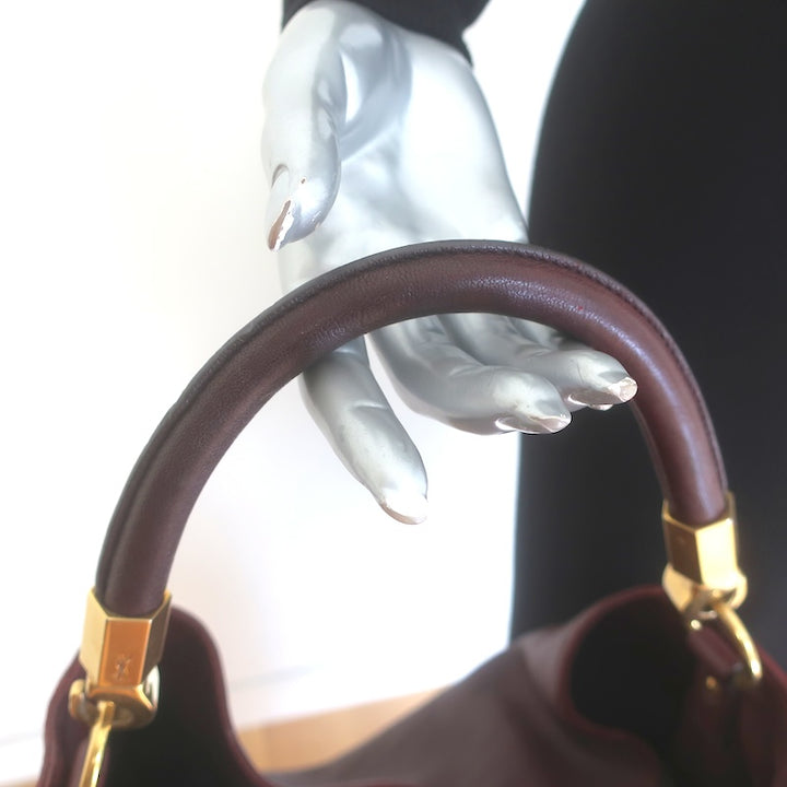Yves Saint Laurent Roady Hobo Burgundy Leather Large Shoulder Bag