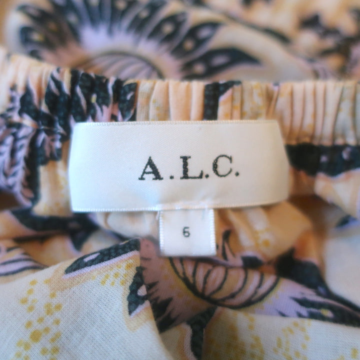 A.L.C. Marcia Tiered Maxi Dress Peach Floral Print Cotton Voile Size 6