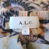 A.L.C. Marcia Tiered Maxi Dress Peach Floral Print Cotton Voile Size 6