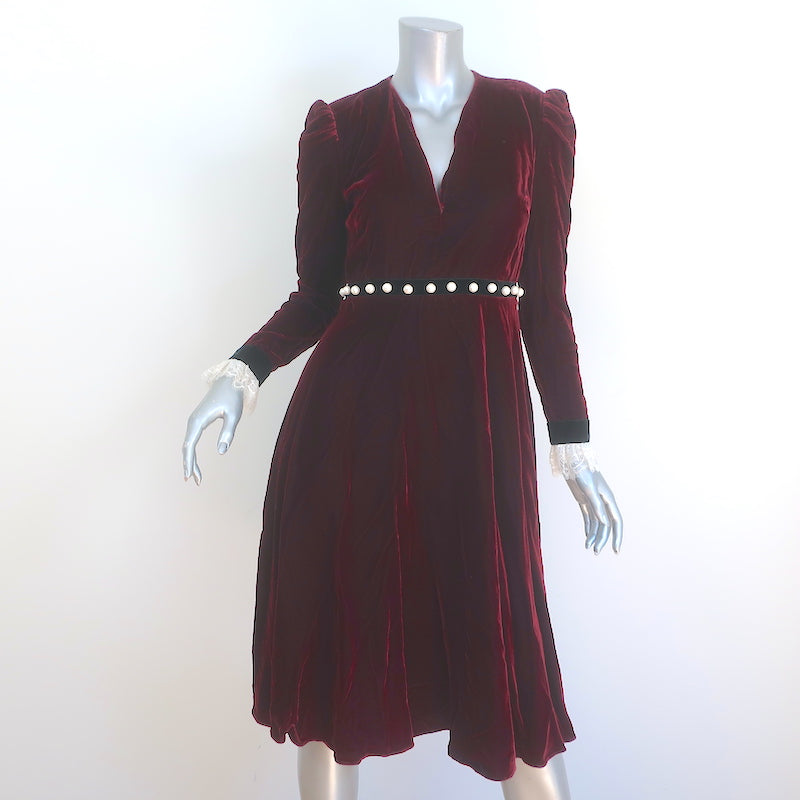 Philosophy di Lorenzo Serafini Velvet Long Sleeve Dress Burgundy Size Celebrity Owned Philosophy di Lorenzo Serafini Velvet Long Sleeve Dress Burgundy Size Celebrity Owned