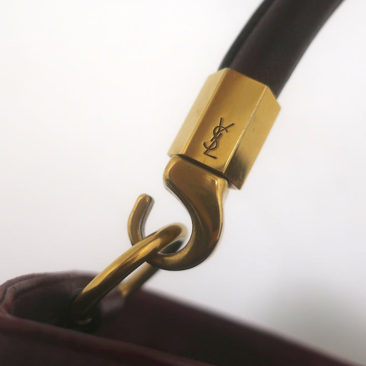 Yves Saint Laurent Roady Hobo Burgundy Leather Large Shoulder Bag