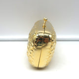 Judith Leiber Minaudiere Gold Floral Carved Metal Mini Crossbody Evening Bag