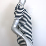 Moncler Striped Pointelle T-Shirt Cream/Navy Cotton Size Medium Short Sleeve Top