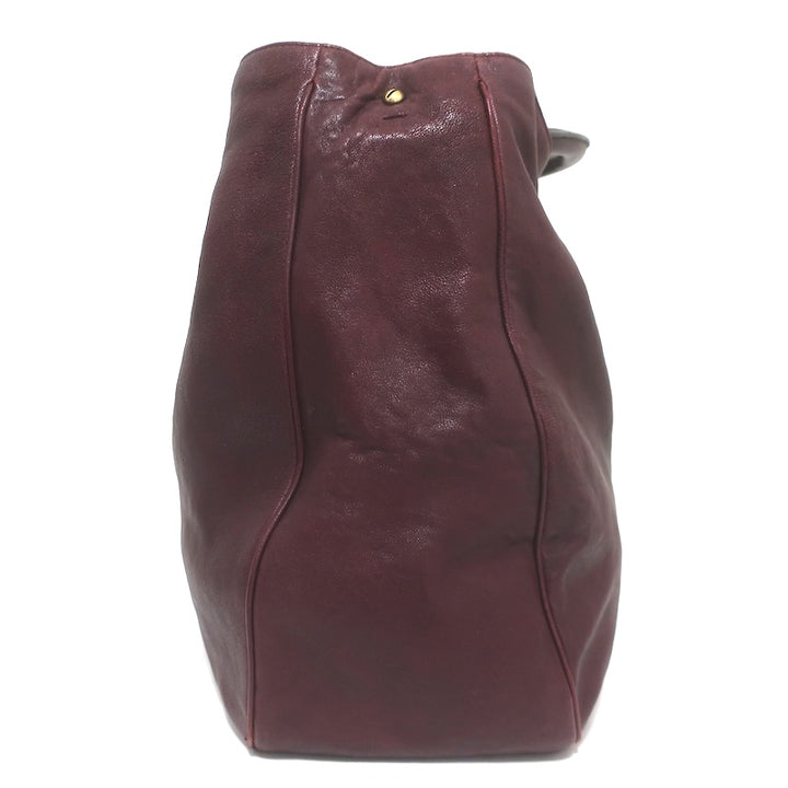 Yves Saint Laurent Roady Hobo Burgundy Leather Large Shoulder Bag
