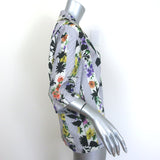 Off-White c/o Virgil Abloh satin bowling shirt in light gray with floral stripes, authentic pre-owned, size 38