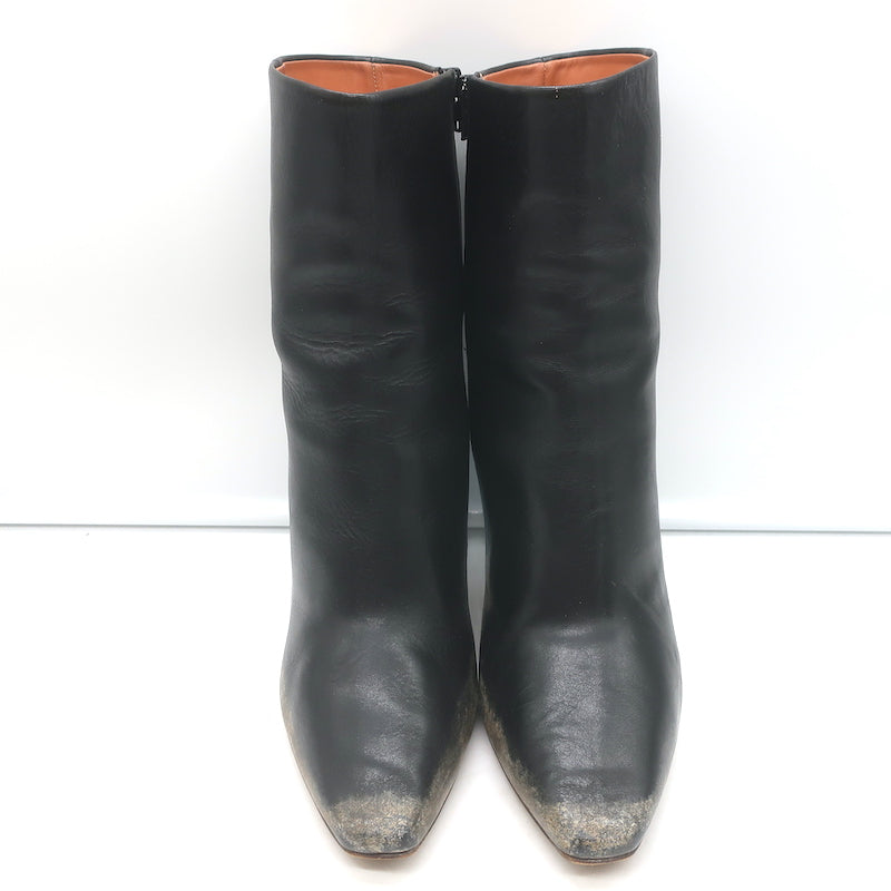 Vetements Gypsy Highlighter Heel Ankle Boots Black Distressed Leather Size 41