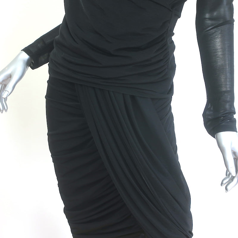 Dries Van Noten Draped Wrap Top &amp; Skirt Set Black Jersey Size Medium