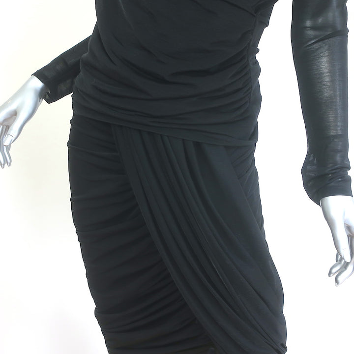 Dries Van Noten Draped Wrap Top &amp; Skirt Set Black Jersey Size Medium