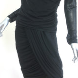 Dries Van Noten Draped Wrap Top & Skirt Set Black Jersey Size Medium