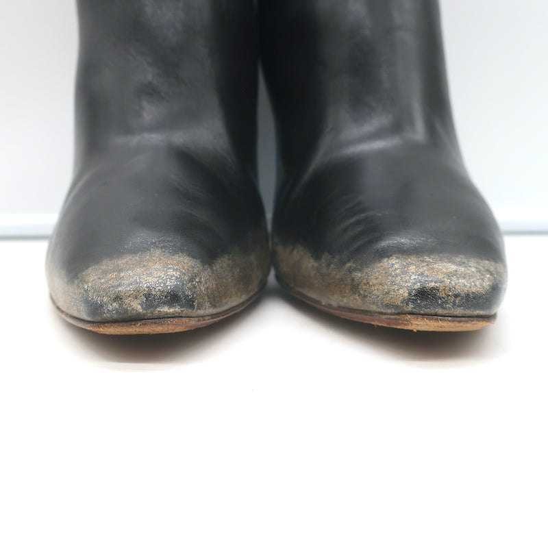 Vetements Gypsy Highlighter Heel Ankle Boots Black Distressed Leather Size 41