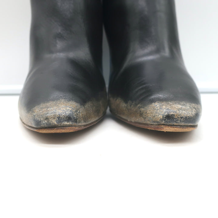 Vetements Gypsy Highlighter Heel Ankle Boots Black Distressed Leather Size 41