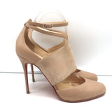 Christian Louboutin Trotter 100 Ankle Strap Pumps Beige Leather & Suede Size 38