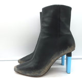 Vetements Gypsy Highlighter Heel Ankle Boots Black Distressed Leather Size 41