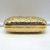 Judith Leiber Minaudiere Gold Floral Carved Metal Mini Crossbody Evening Bag