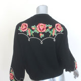 THE GREAT The Heirloom Rose Western Cardigan Black Wool-Blend Size 0