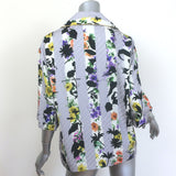 Off-White c/o Virgil Abloh light gray satin bowling shirt with floral stripes, pre-owned and gently worn