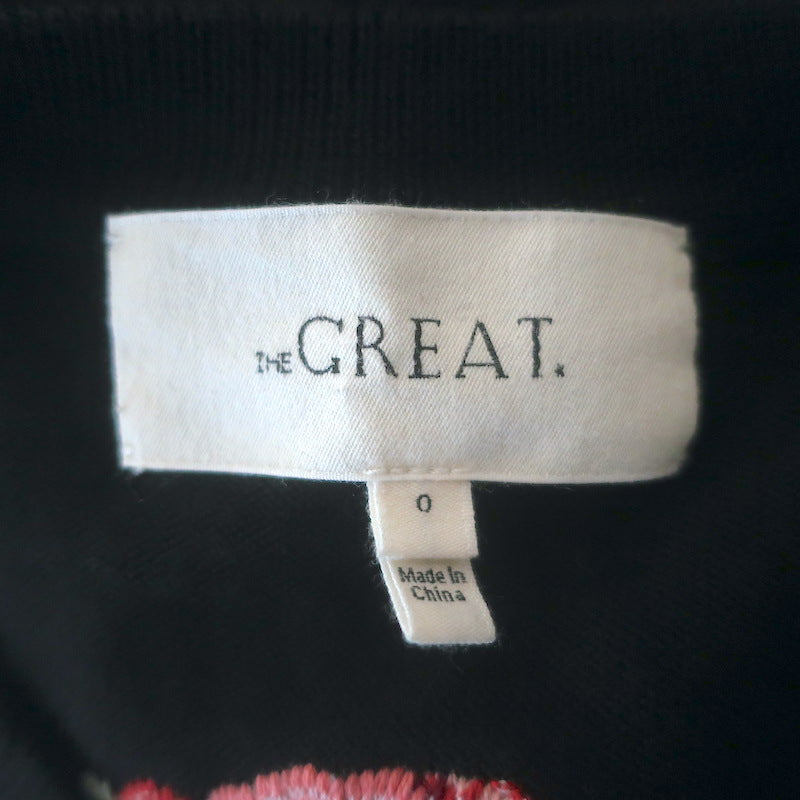 THE GREAT The Heirloom Rose Western Cardigan Black Wool-Blend Size 0