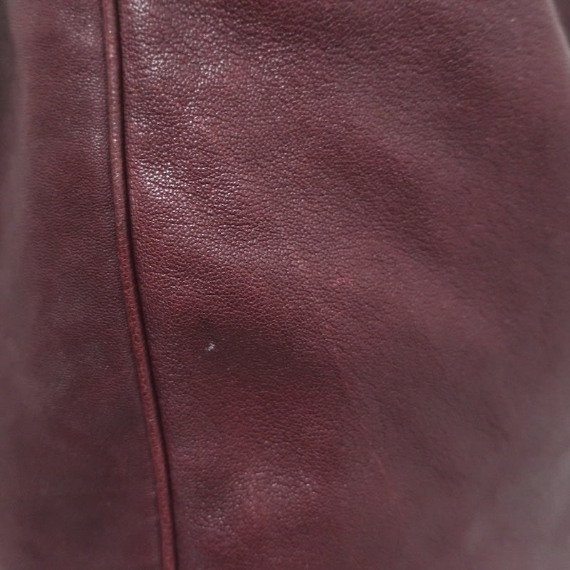 Yves Saint Laurent Roady Hobo Burgundy Leather Large Shoulder Bag