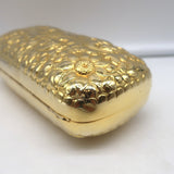 Judith Leiber Minaudiere Gold Floral Carved Metal Mini Crossbody Evening Bag