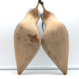 Manolo Blahnik Allura Glitter Slingback Pumps Silver Size 38.5 Pointed Toe Heels