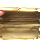 Judith Leiber Minaudiere Gold Floral Carved Metal Mini Crossbody Evening Bag