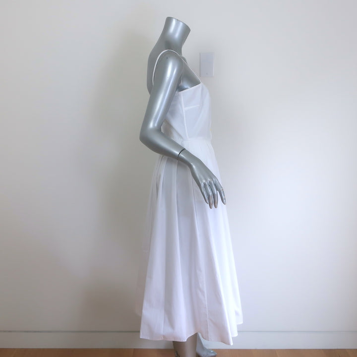 Prada Convertible Pleated Midi Dress White Cotton Poplin Size 40 NEW