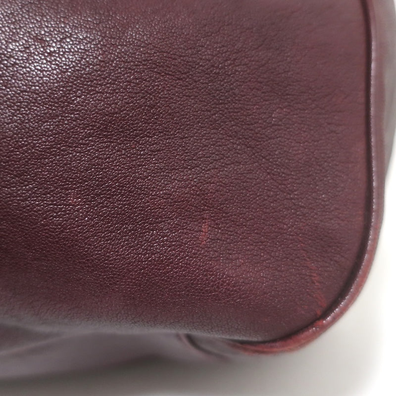 Yves Saint Laurent Roady Hobo Burgundy Leather Large Shoulder Bag