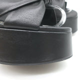 Saint Laurent Bianca Knotted Leather Platform Ankle Strap Sandals Black Size 38