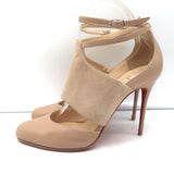 Christian Louboutin Trotter 100 Ankle Strap Pumps Beige Leather & Suede Size 38