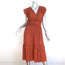 Ulla Johnson Bella Flutter Sleeve Midi Dress Rust Plisse Satin Size 2