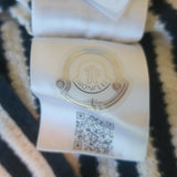 Moncler Striped Pointelle T-Shirt Cream/Navy Cotton Size Medium Short Sleeve Top