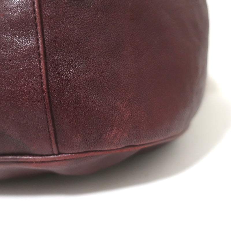 Yves Saint Laurent Roady Hobo Burgundy Leather Large Shoulder Bag