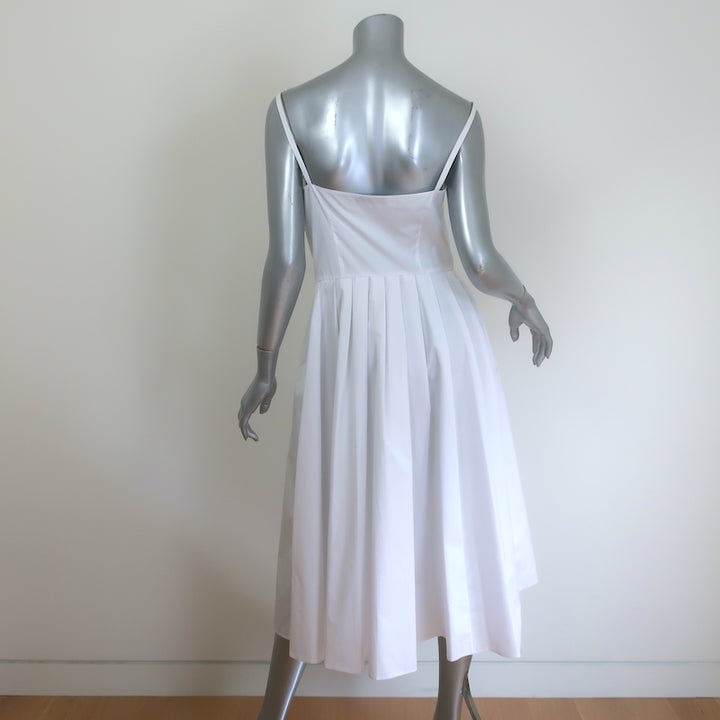 Prada Convertible Pleated Midi Dress White Cotton Poplin Size 40 NEW