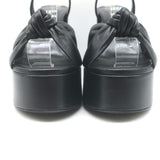 Saint Laurent Bianca Knotted Leather Platform Ankle Strap Sandals Black Size 38