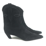 KHAITE Dallas Western Ankle Boots Black Suede Size 41