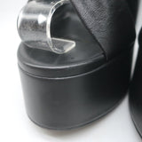 Saint Laurent Bianca Knotted Leather Platform Ankle Strap Sandals Black Size 38