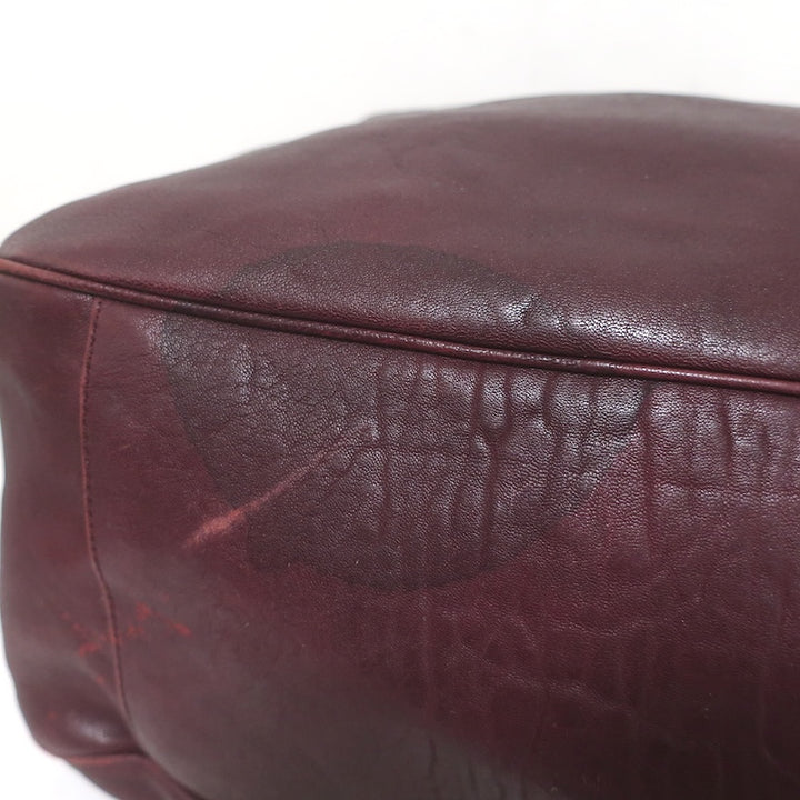 Yves Saint Laurent Roady Hobo Burgundy Leather Large Shoulder Bag