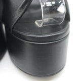 Saint Laurent Bianca Knotted Leather Platform Ankle Strap Sandals Black Size 38