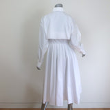 Prada Convertible Pleated Midi Dress White Cotton Poplin Size 40 NEW