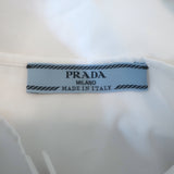 Prada Convertible Pleated Midi Dress White Cotton Poplin Size 40 NEW