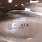 Alaia Laser Cut Booties Nude Suede Size 38.5 Open Toe Ankle Boots